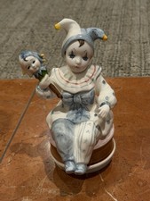 SCHMID 1983 BE A CLOWN 377 JESTER PANTOMIME PORCELAIN Music Box Works EUC picture