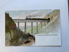 Melbourne To Sydney Australia Passenger Train Painted Unused Postcard picture
