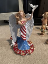 Vintage Patriotic Angel Figurine – USA American Flag Eagle & Dove picture
