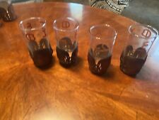 Vintage Libby Bamco Western Steer Tooled Leather Glass Cups Set of 2 picture