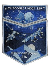 Muscogee Lodge 116 Indian Waters Council SC 2024 NOAC Flap Set WHT Bdr picture