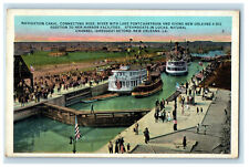 c1920s Navigational Canal, Two Steamships, Harbor Scene, New Orleans LA Postcard picture