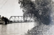 1916 Steel Bridge Over Fox River Wilmot Wisconsin RPPC Photo Postcard COPY picture