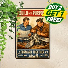 Historic Wartime Factory Motivation Sign Vintage Industrial Metal Tin Plaque picture