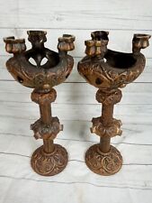 Pair of Vintage ?Bronze? Three-Legged Candlestick Candle Holders  picture
