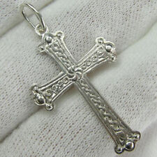 Solid 916 Silver Cross Pendant Necklace Trefoil Design Celtic Pattern Rose picture