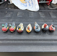 Jett Brunet Set of 7 Hand Painted Wood Duck Figurines  Ducks miniatures  picture