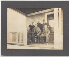 Antique Newburyport MA Group Photo 6 Men on Porch Noyes Photographer c.1900 picture
