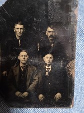 Antique Victorian Tintype Ferrotype Photo Four Men Group Portrait Gem Size 3.5