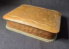VTG Solid Hand Hammered Copper Trinket Box with Great Patina 12.5oz picture