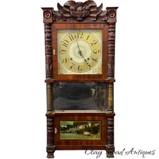 ANTIQUE 1833 1835 BIRGE & CASE CO. triple decker paw foot empire clock original picture