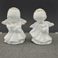 Angel Band Figurines Porcelain Bells Giftco INC. Gold Accents 3.5