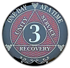 AA 3 Year Coin, Silver Color Plated Medallion, Alcoholics Anonymous Coin picture