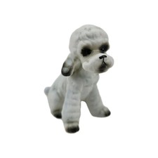 Vintage White Poodle Figurine Hand Painted Ceramic Porcelain Japan Mini picture