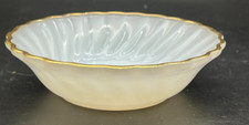 Vintage Anchor Hocking Heat Resistant Gold Trim Shell Dessert Berry Bowl picture