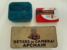 Vintage French Medicine Mixed Tin Boxes Set of 3 picture