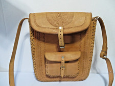 Hand Tooled Mexican Leather Satchel Bag 