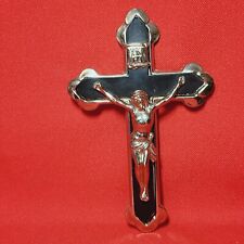 Silver Tone Black Chrome Crucifix Cross Metal Cross Wall Hanging picture