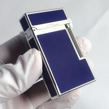For Memorial S.T Dupont Lighter PING Sound Gas Refillable Brushed Blue&Silver picture