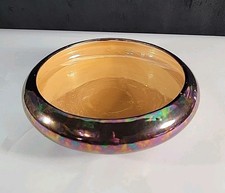 Vintage Japanese Lusterware Planter Lotus Bowl Hand Painted, Irridescent 9.5