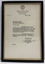 1937 Ben E Douglas Mayor City Of Charlotte North Carolina Framed Signed Letter picture