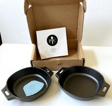 Pampered Chef Mini Cast Iron Pan, Set of 2 5.5”, Brand New In Open Box, USA picture