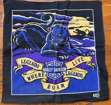 VINTAGE Harley Davidson Legends Live Where Legends Roam Bandana Scarf Made USA picture