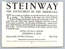 Vintage Steinway Pianos Advertisement 1920s NYC Music Ephemera picture