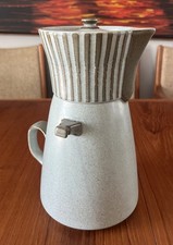 Vintage KASUGA Stoneware 10” CARAFE Pitcher JAPAN Blue Patio 555 Mid Century picture