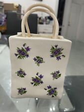 Vintage Lefton Purple Flower Ceramic Gift Bag/Planter Figurine #2210 ~ Japan picture