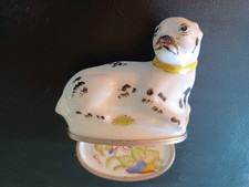 Vintage French  Limoges White Pug Dog Large Exquisite Oval Box picture