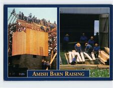 Postcard Amish Barn Raising, Greetings From 