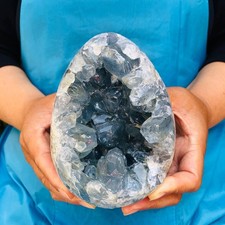 3.8 LB Large Natural Celestite Geode Crystal Cluster Healing Specimen 4513 picture