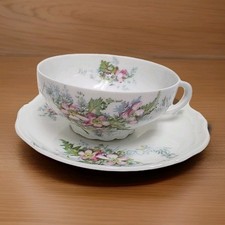 Vintage O&EG Royal Austria Tea Cup & Saucer, Floral Design W/Scallop Edge picture