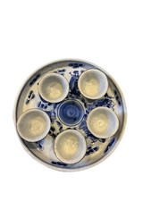 Chinese Blue White Crackle Glaze Porcelain Tea Set Yongle Mark 6 Pieces picture