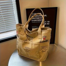 Winnie the Pooh Printed Canvas Tote Bag Retro Shoulder Bag Large Capacity Multi picture