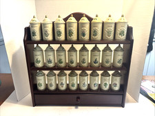 Vintage Lenox  Spice Garden Jars w/  wooden hanging Rack Set of 24 Unused picture