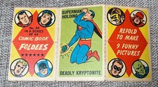 1966 Topps - Comic Book Foldees #44 - Superman Holding Baseball Hero Boy Eating picture