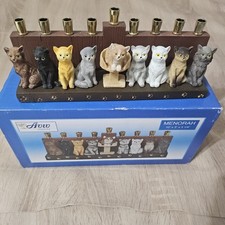 Avic Judaica Cat Menorah In Original Box Hanukkah Jewish Festive Holiday Decor picture