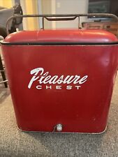 Antique RED Vintage 1950s Pleasure CHEST W/Original Top Tray And Bottle Opener picture