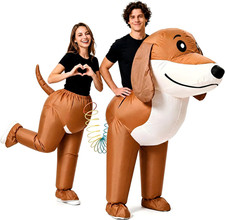 Two-Person Couples Inflatable Dachshund Dog Costume for Adults | Matching Blow u picture