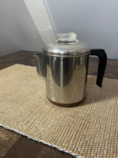 Pre 1968 Vtg 1801 Revere Ware 6 Cup Percolator Coffee Pot Copper Clad Complete picture