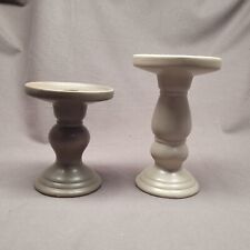2 In 1 Ceramic Candle Or Candlestick Holders Set Of 2 Neutral Avon Winter soft  picture