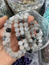 5pc 8mm Natural Rutilated Bead Bracelet Reiki CrystalQuartz Healing Decorate picture
