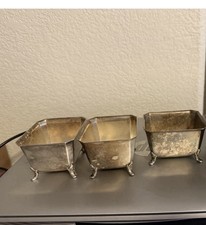 Vintage Silver Plated Footed Salt Cellar Lot Of 3 picture