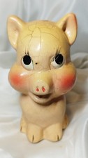 Vintage Chalkware Piggy Bank Mid Century Carnival Prize Plaster Pig Coin Bank 5