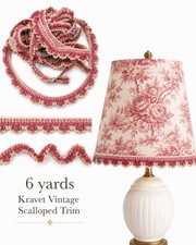 6 Yards Small 1/2 Inch Vintage Kravet Fabric’s Scalloped Rose And Cream Trim picture