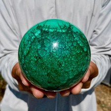3.06LB Rare Natural Malachite quartz hand Carved sphere Crystal Healing picture