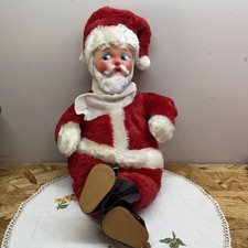 Vintage 1950s Knickerbocker Toy Co. Baby Santa Plush Doll 16” with Rubber Face picture