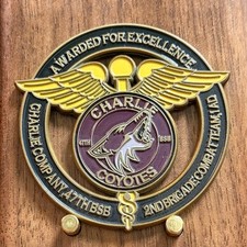 Charlie Coyotes 47th BSB Steel Pulse Winged Medical Challenge Coin  W#11 picture